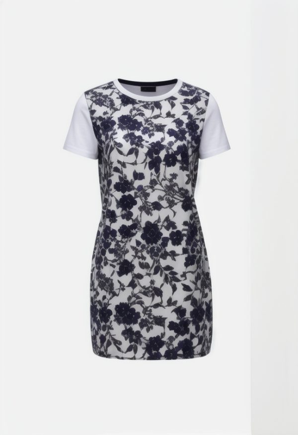 Abstract Line Print Short Sleeve Mini Dress
