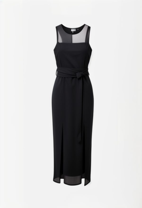 Asymmetric Rib Knit Slit Midi Dress