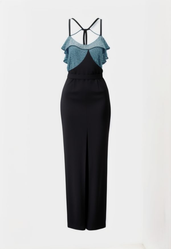 Contrast Print Cross Back Maxi Dress
