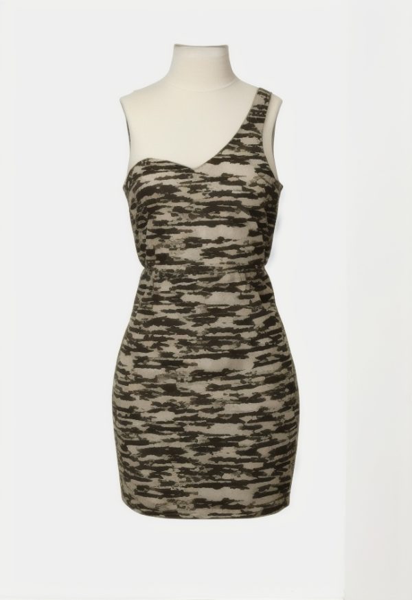 Metallic One Shoulder Ruched Bodycon Mini Dress