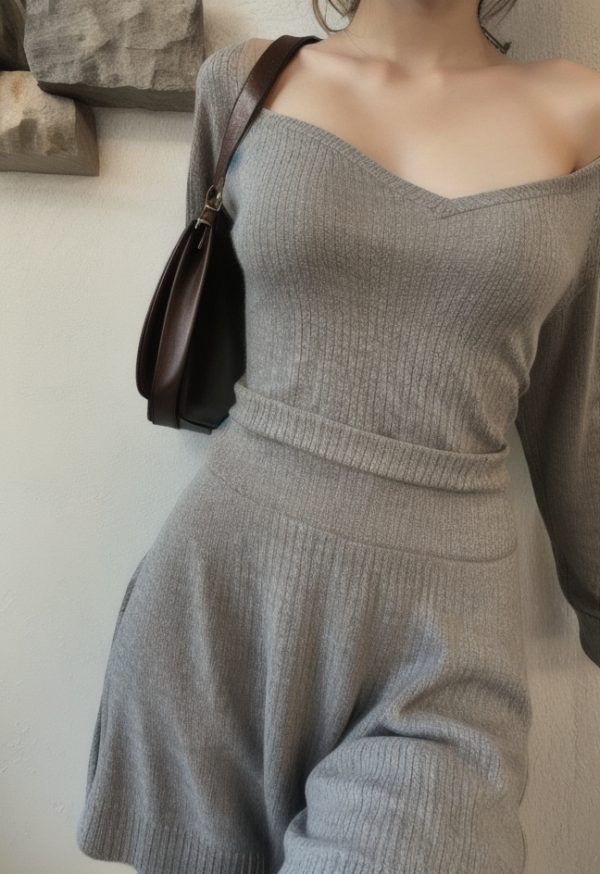Vintage Brown Low Cut Mini Dress